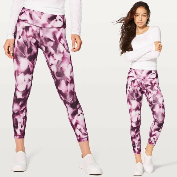 lululemon athletica Pants - Lululemon Wunder Under Hi Rise Tight Blush Blossom Alpine White Candy Pink Pants